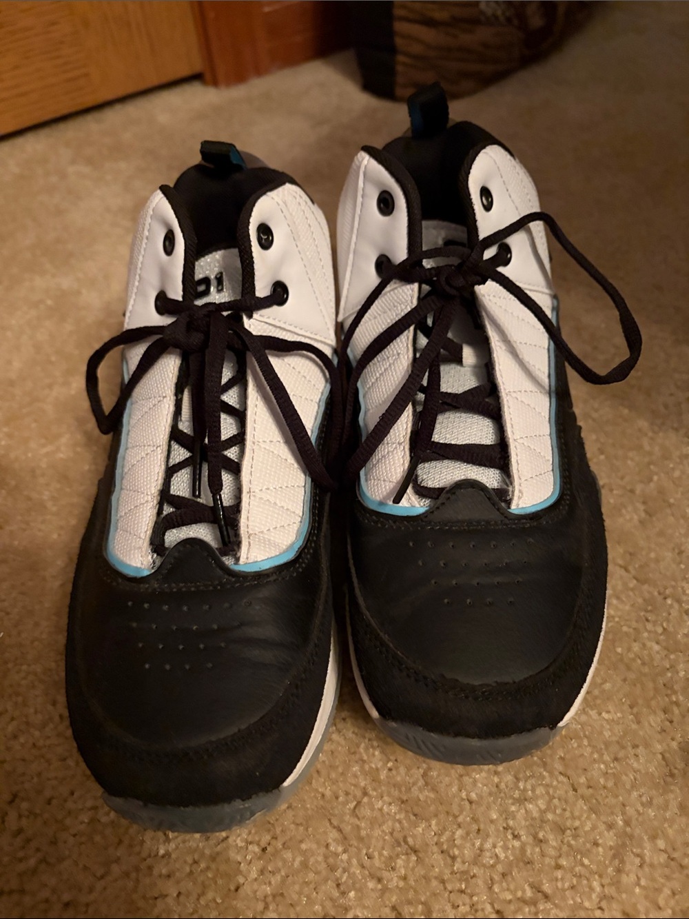 And1 Kids Black, White and Teal Accent Sneakers Size 6
